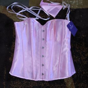 ❌SOLD❌ Lover’s Pink Satin Corset w/ Thong
